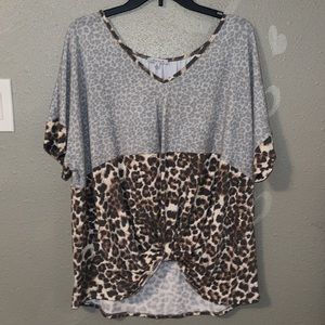Cheetah & Grey Blouse